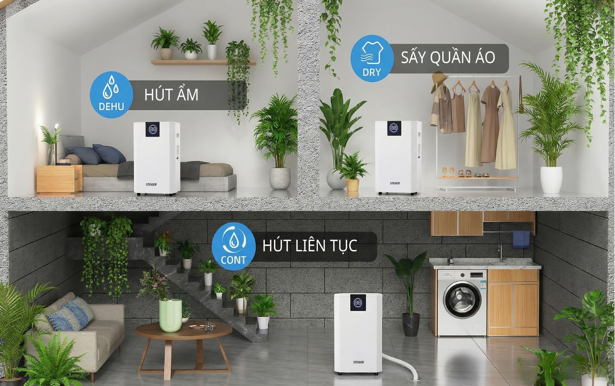 Máy hút ẩm Steiger STG - 855BW