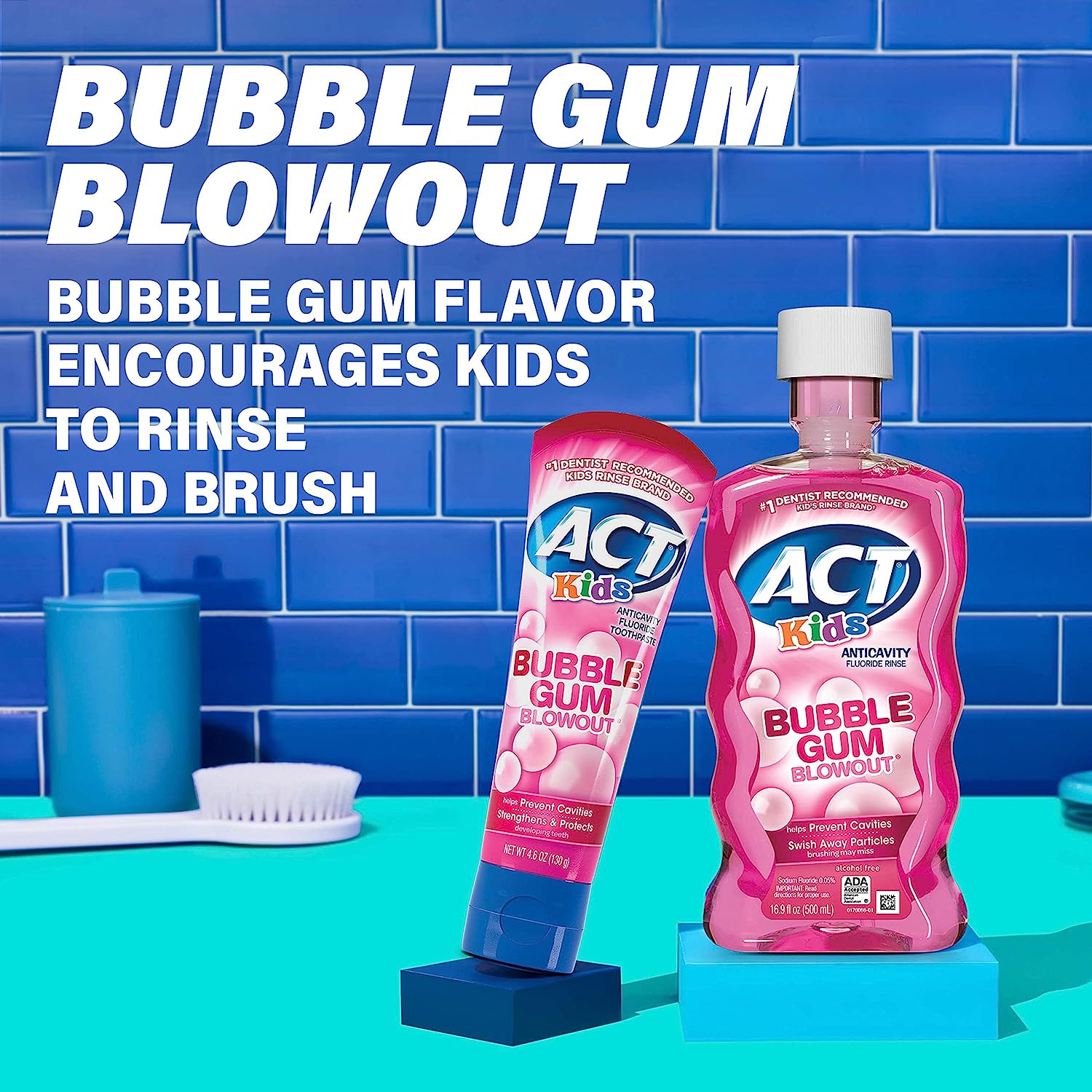 Nước súc miệng ACT Kids Bubble Gum - 500ml