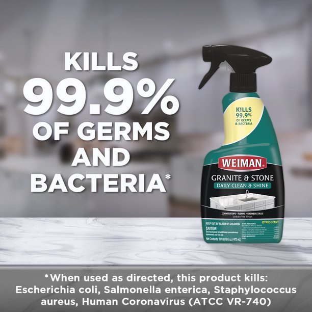 Weiman xịt tkhử khuẩn làm sạch sáng mặt đá và đá hoa cương - 473ml [ hàng mỹ ]