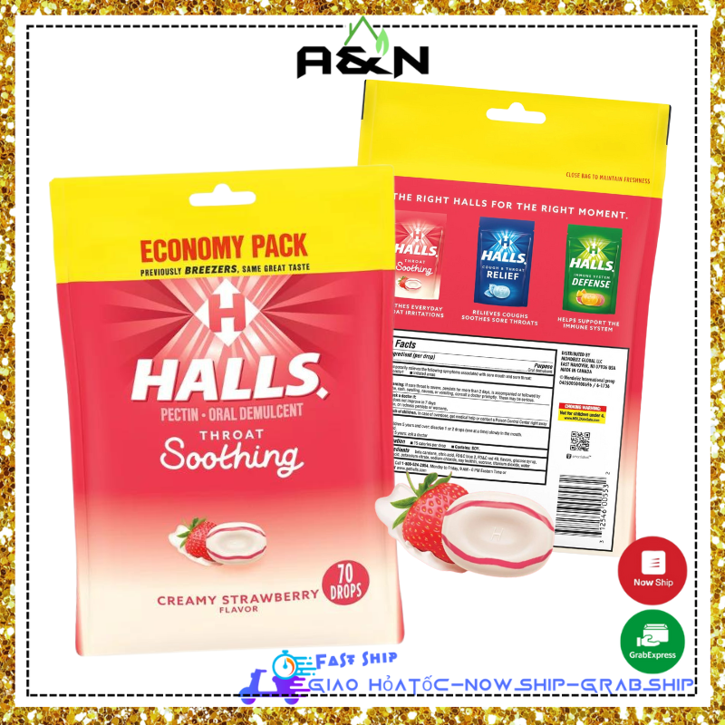 Kẹo ngậm Halls hương dâu kem - 80 viên