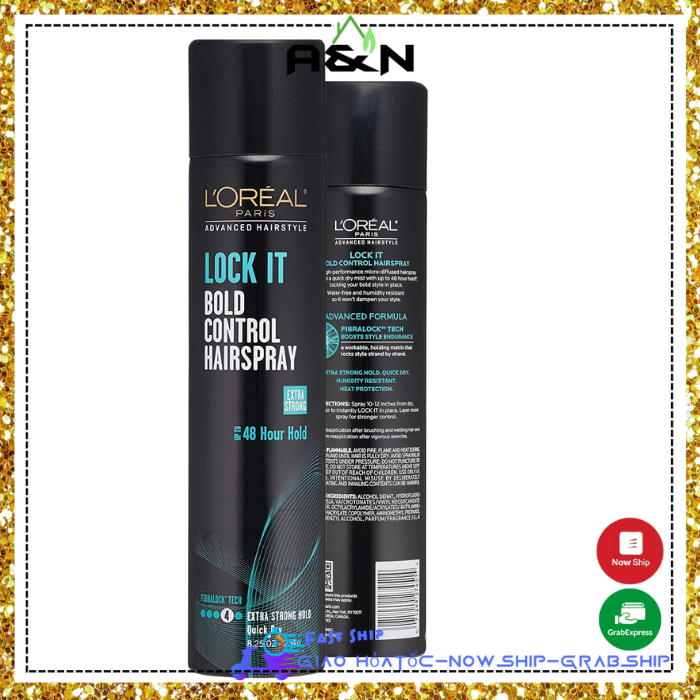 Xịt giữ nếp chuyên nghiệp L'Oreal Paris Lock It Bold Control - Made in USA