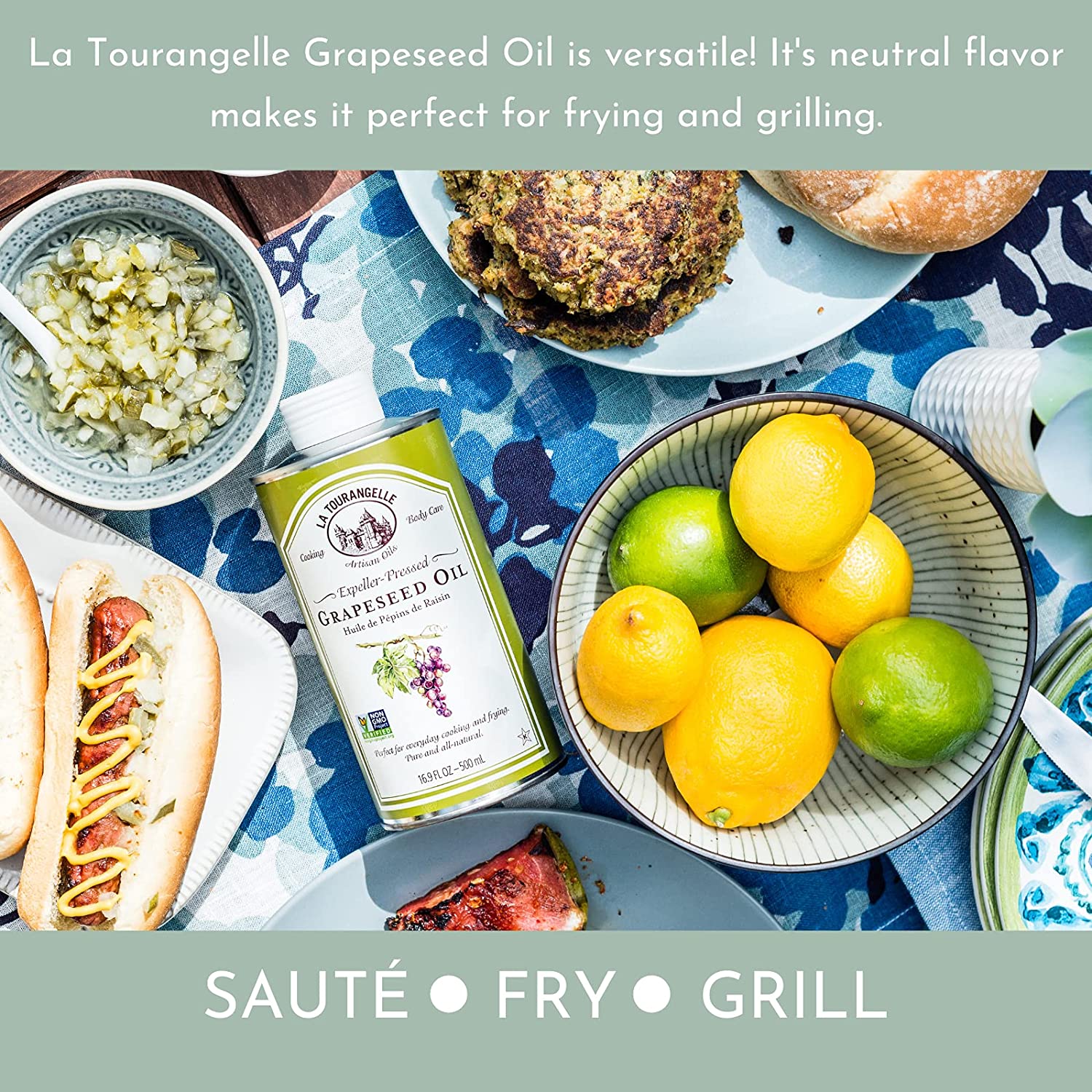 Dầu hạt nho ép La Touranaelle Grapeseed Oil - 500ml nhập Mỹ