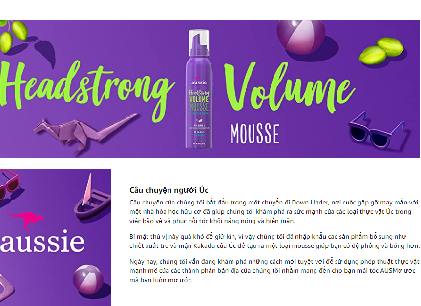 Mousse tạo kiểu tóc aussie chiết xuất tre và mận Kakadu - made in USA
