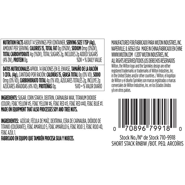 Wilton trang trí sprinkles Rainbow - 55g