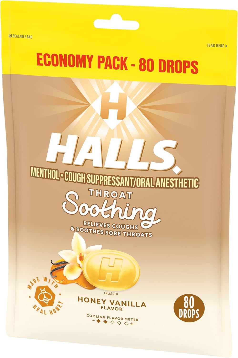 Kẹo ngậm Halls hương mật ong vanilla - Hàng Mỹ