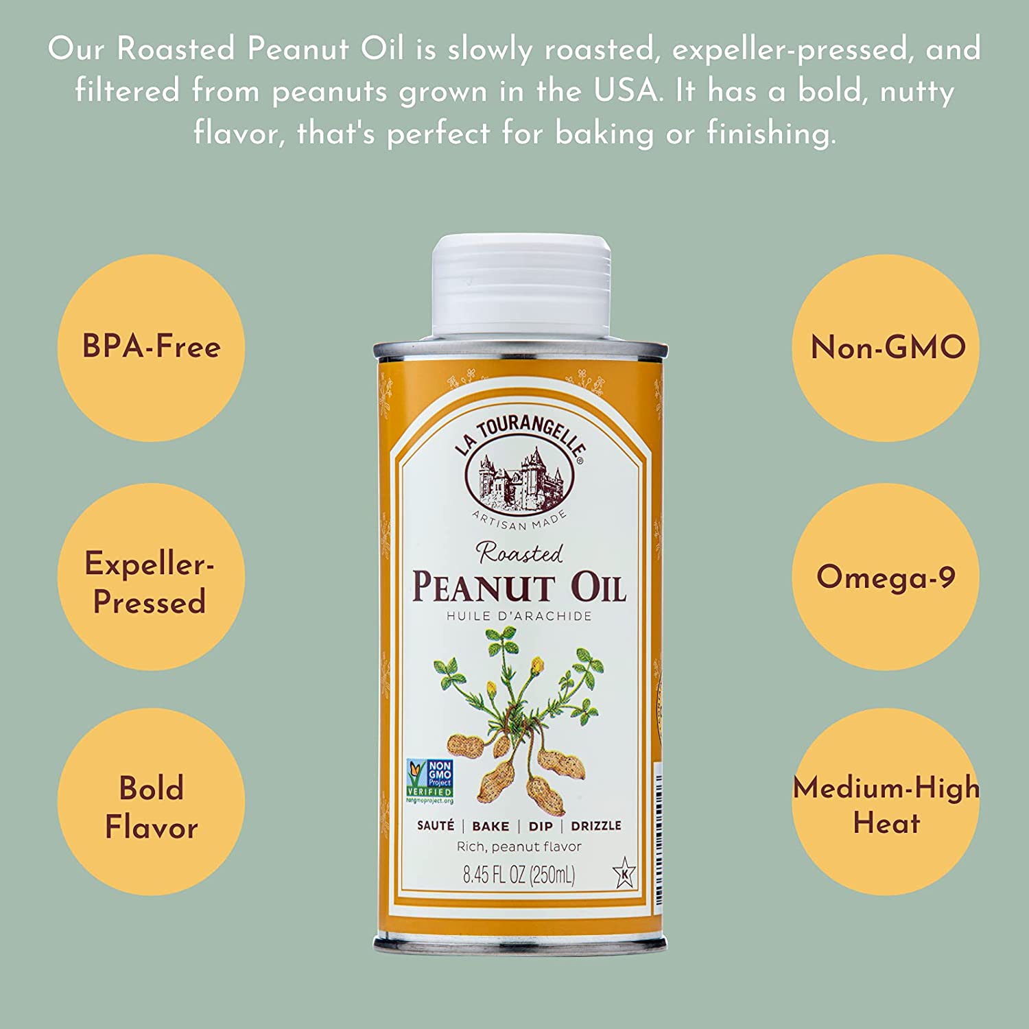 Dầu đậu phộng rang La Touranaelle Roasted Peanut - 500ml nhập Mỹ