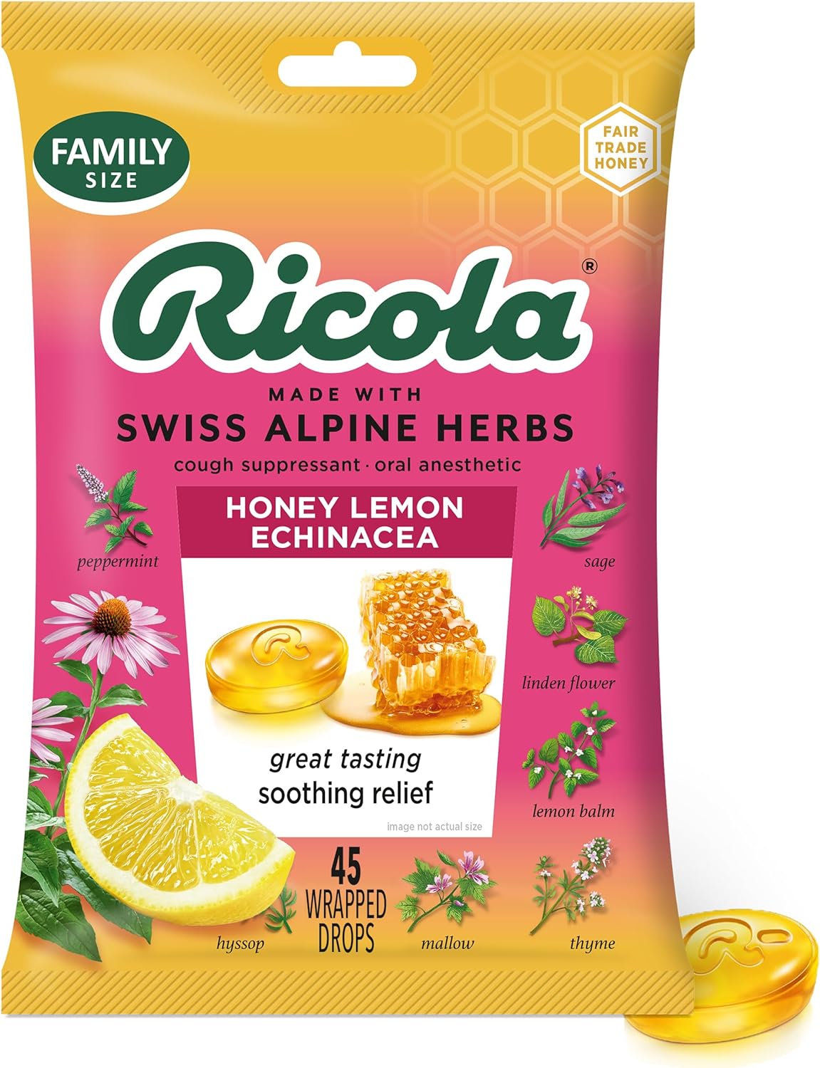 Kẹo ngậm Ricola hương chanh mật ong - 45 viên