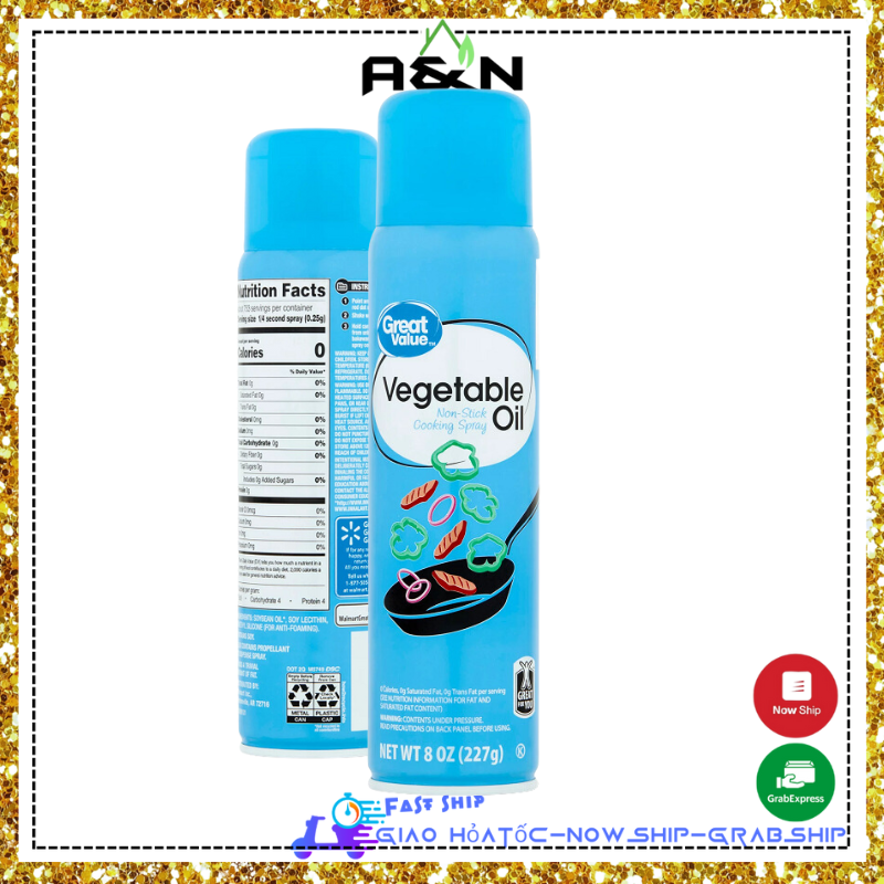 Dầu ăn kiêng Great Value Vegetable Original dạng xịt 227gram - hàng Mỹ