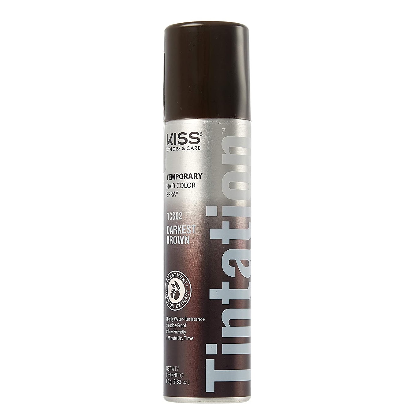 Xịt nâu đen tóc tạm thời Kiss Tintation 80gram - Hàng Mỹ