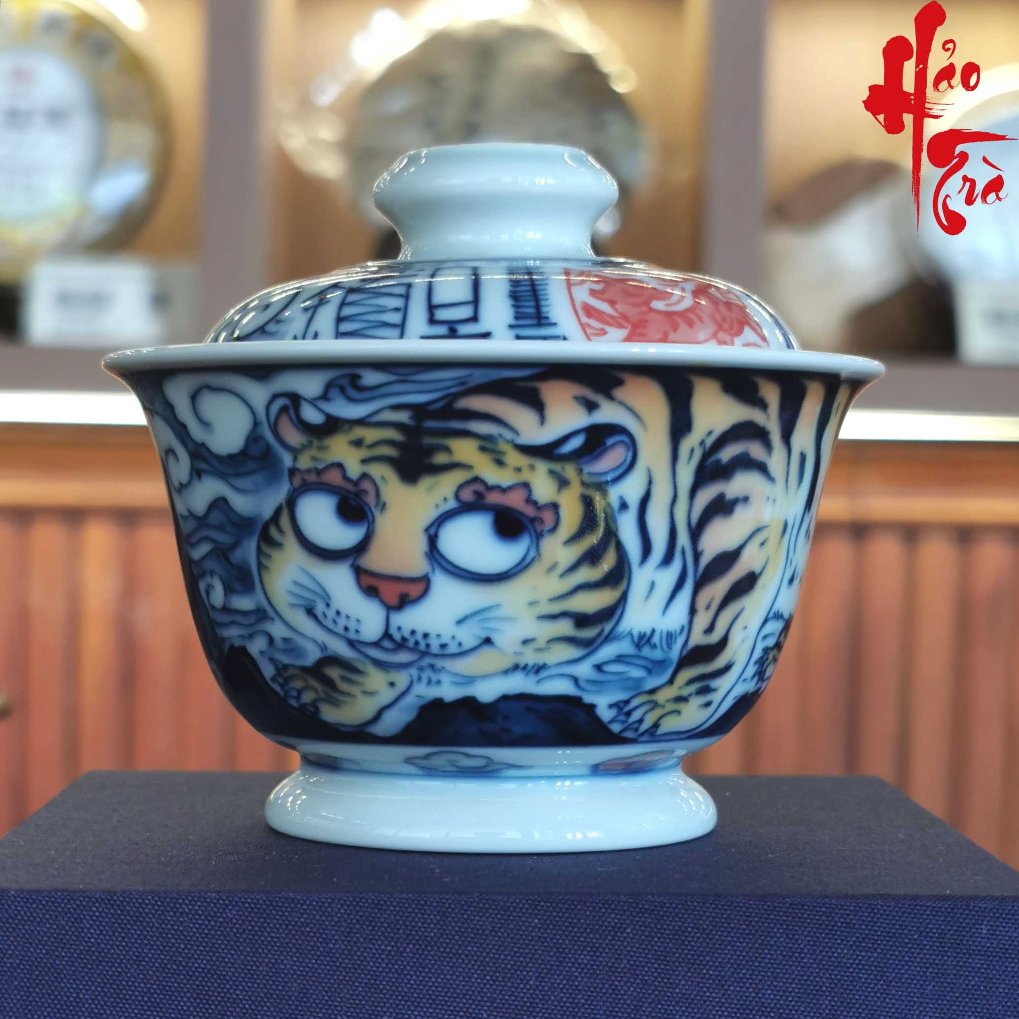 Chén Khải Sứ Cảnh Đức Vẽ Tay Hình Hổ - CK32 - 120ml