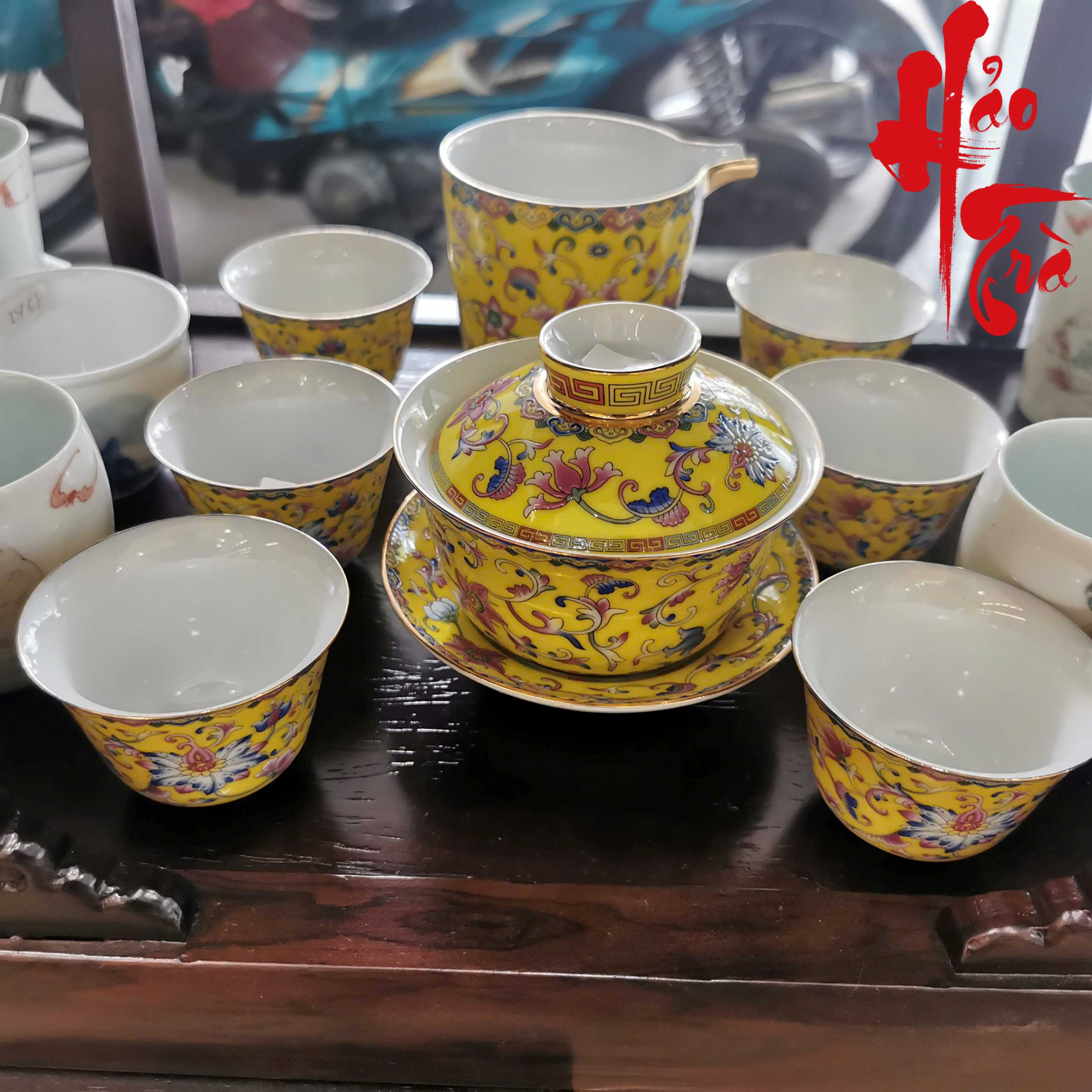 Bộ Chén Trà Sứ Cảnh Đức (Gồm 8 món: 6 chén, 1 tống, 1 khải)