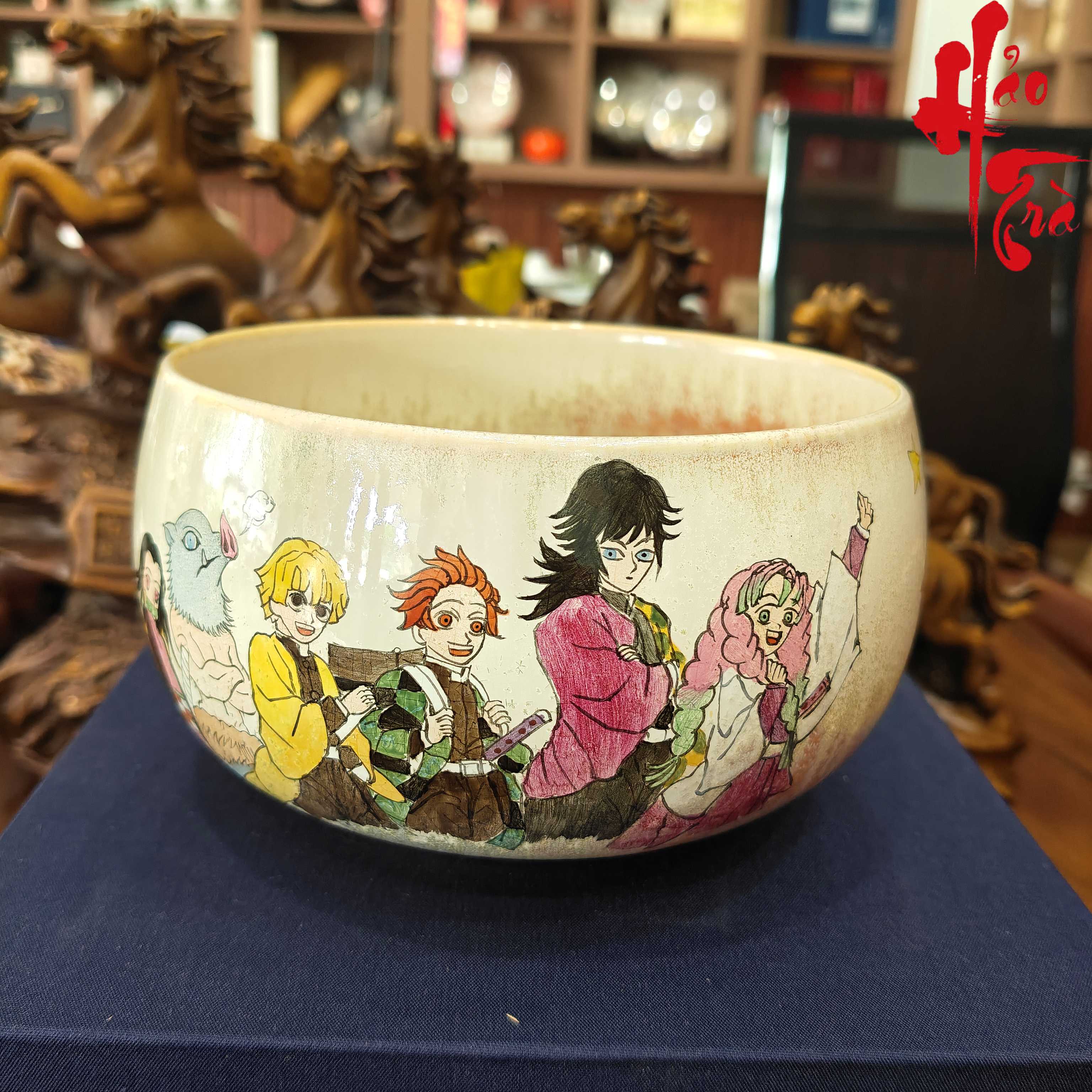 SCD001 Bát Tráng Nước Vẽ Tay Anime Hình Các Nhân Vật Trong Thanh Gươm Diệt Quỷ - B24