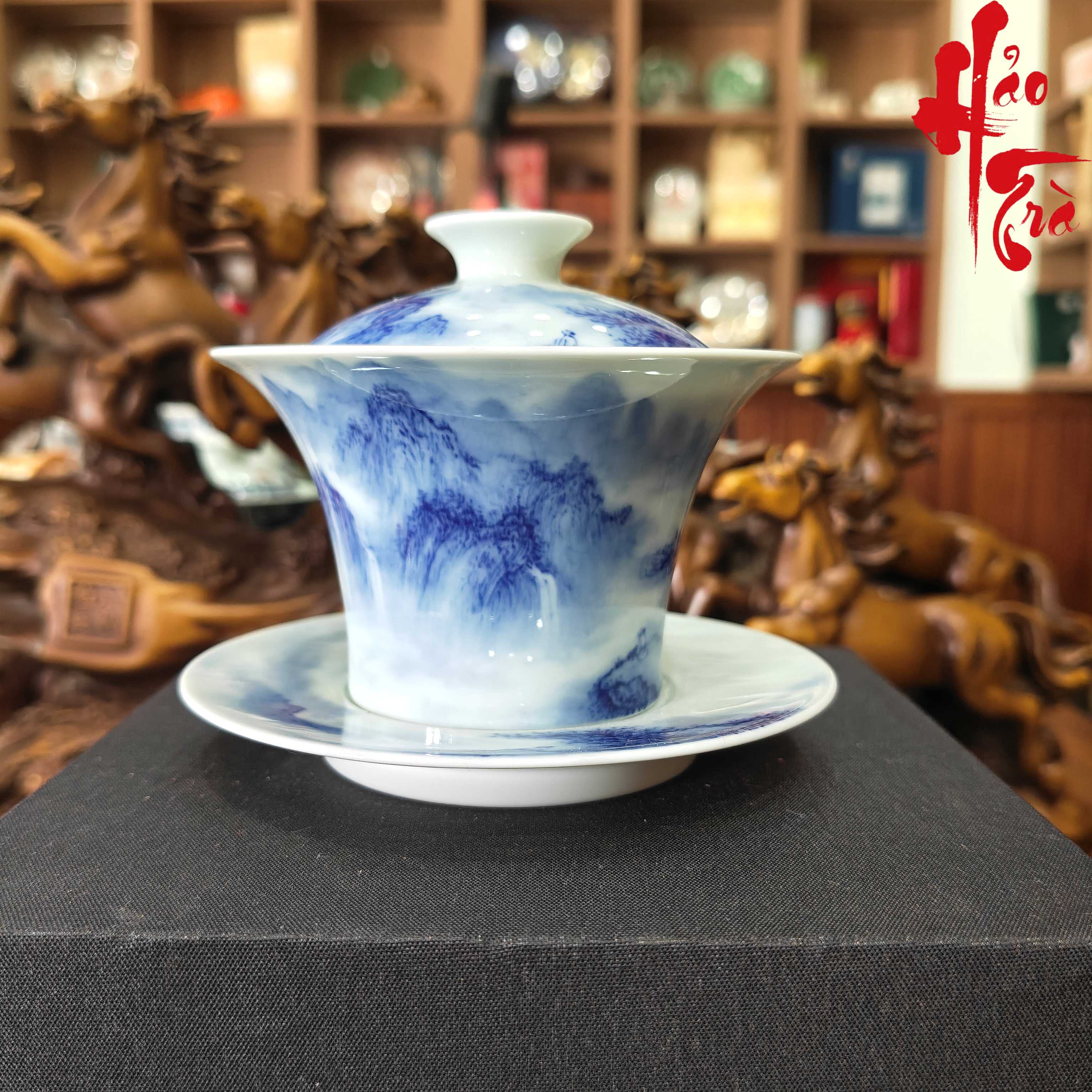 SCD001 Bộ Chén Khải Tam Tài Thanh Hoa Sơn Thuỷ 110ml - CK44