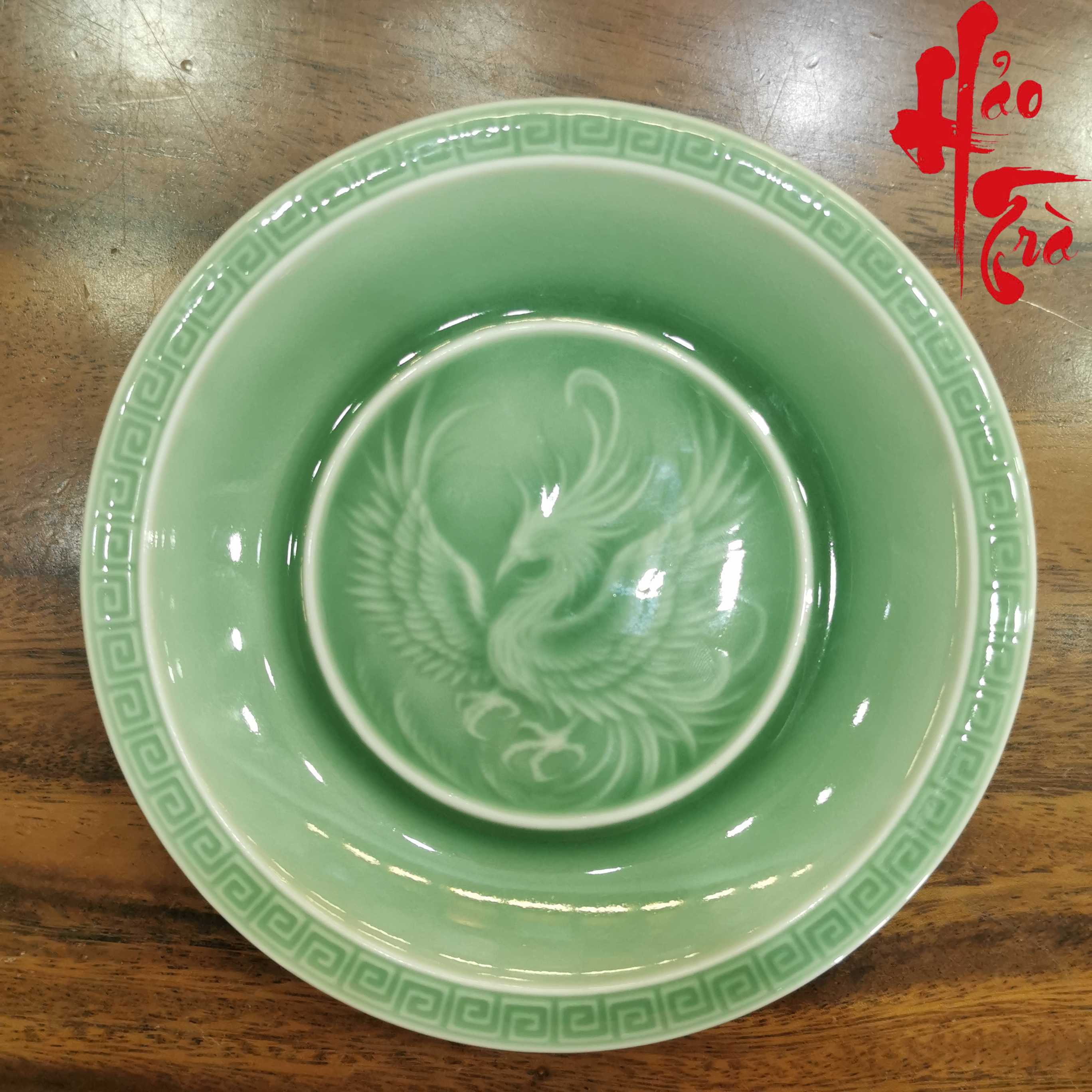 Dĩa Gốm Sứ Long Tuyền Hình Phượng Đậm LT54-D (Đường kính 14cm, cao 3cm)