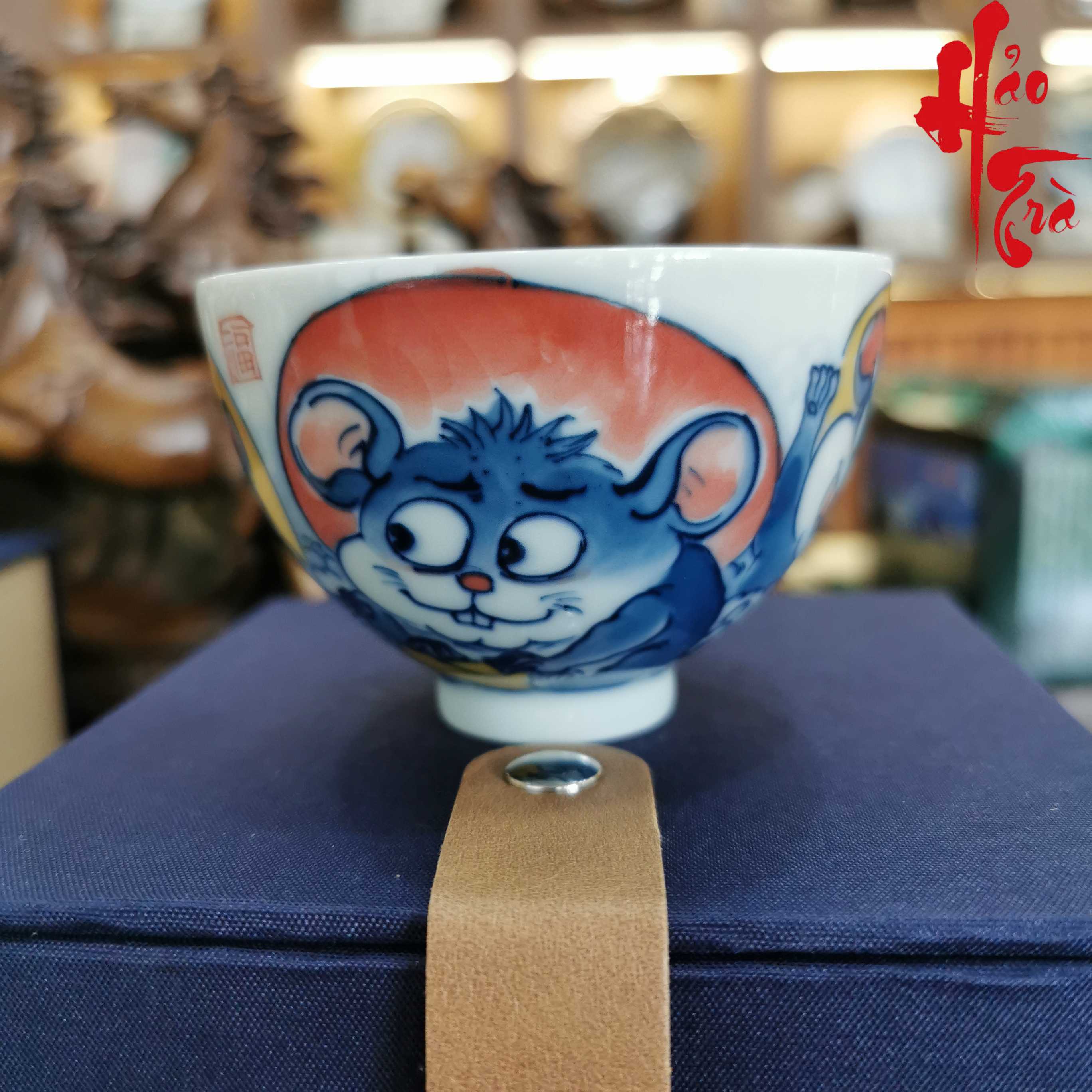 Chén Sứ Cảnh Đức Vẽ Tay Hình Chuột - LY96 - 90ml