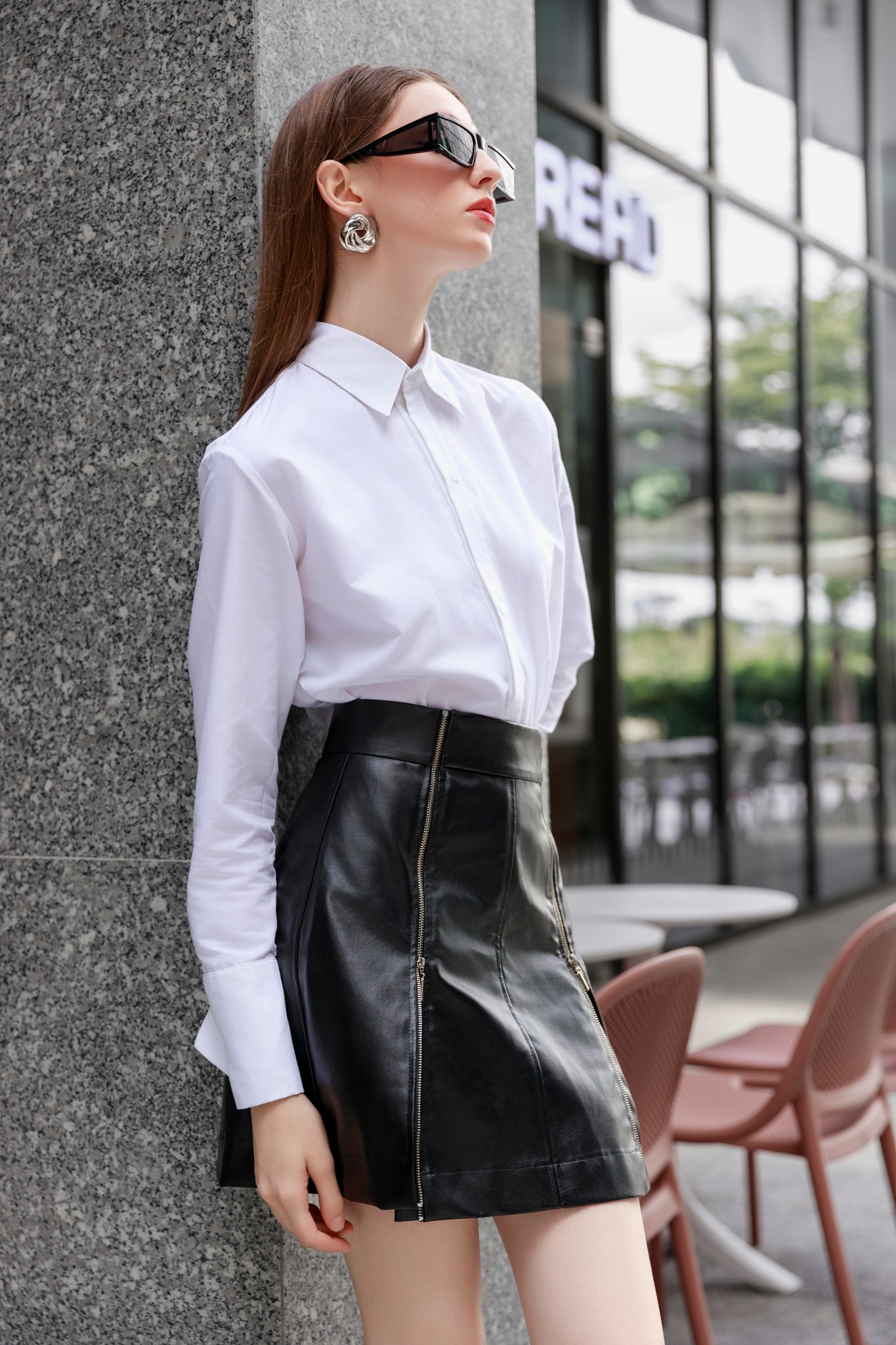 Zip-up Skirt - Chân váy da dây kéo