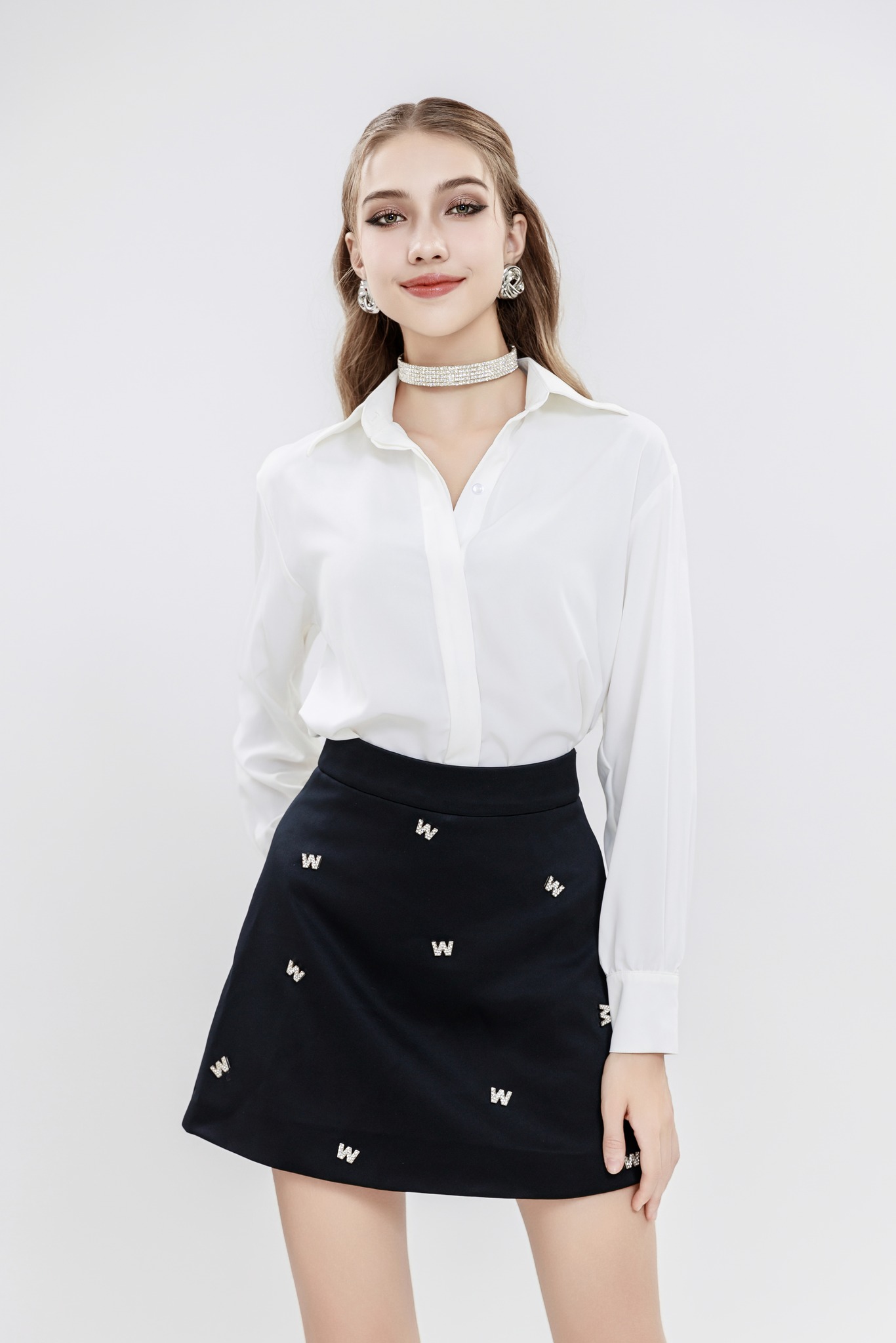 Alphabet Skirt - Chân váy A đính đá