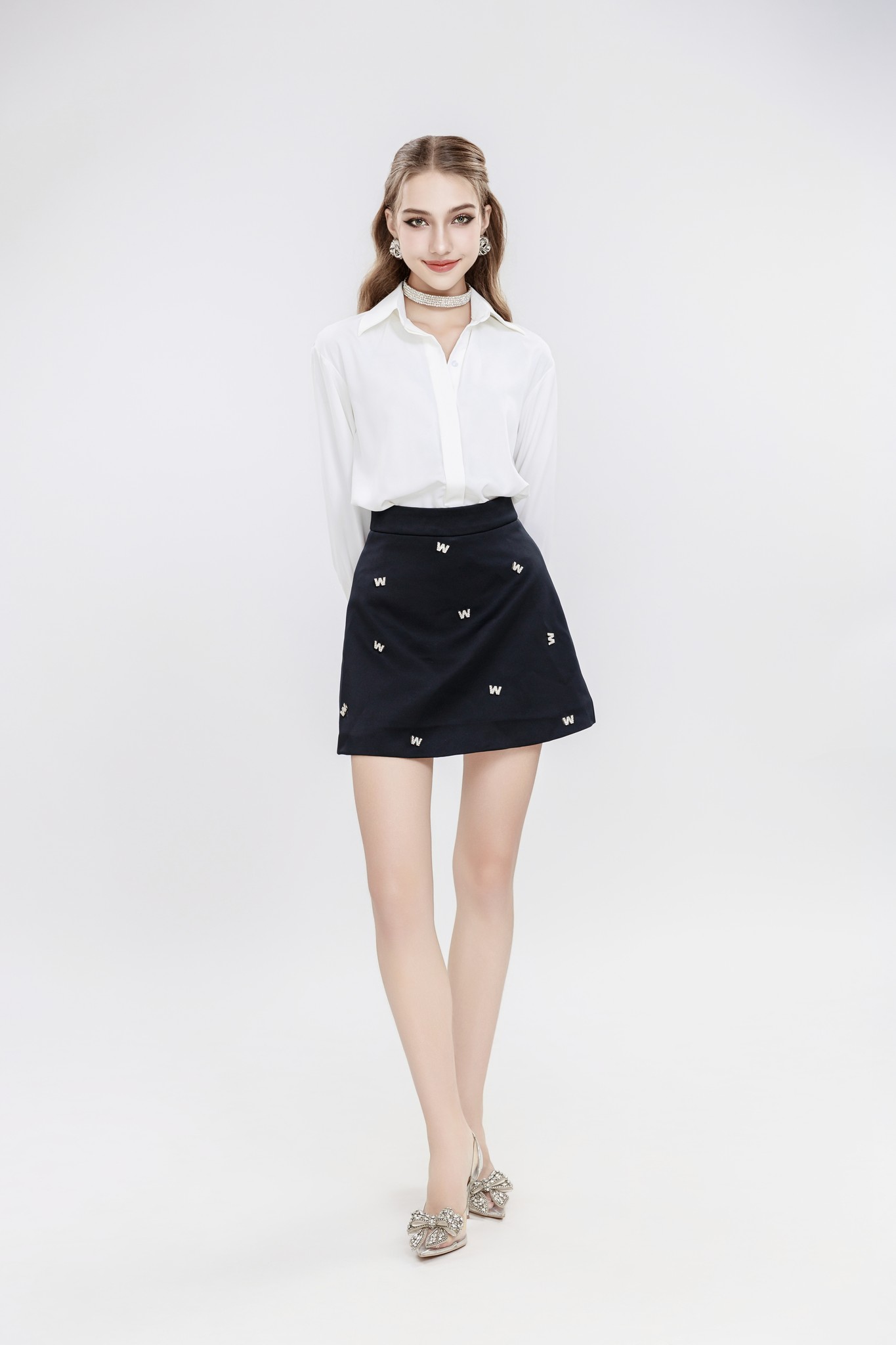 Alphabet Skirt - Chân váy A đính đá