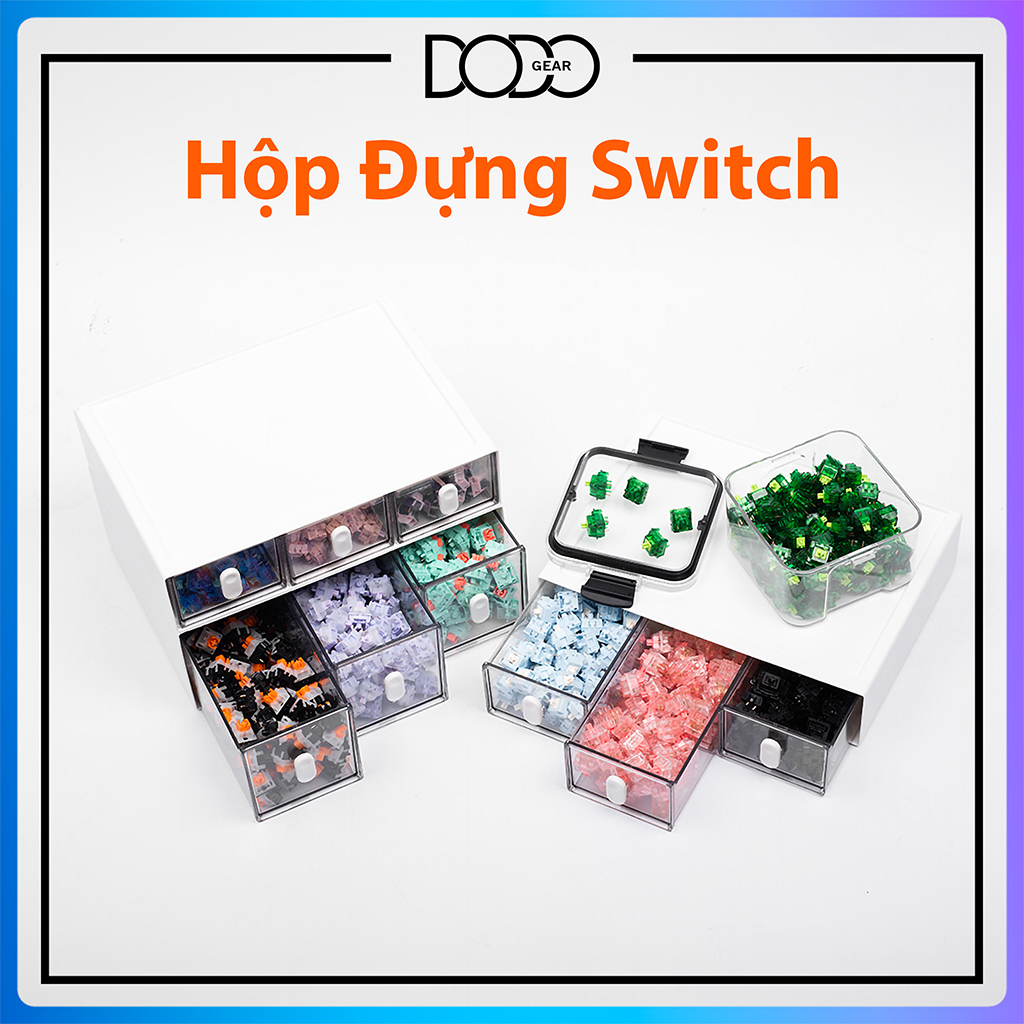 Hộp đựng switch bàn phím cơ có ngăn kéo bằng nhựa trong suốt hũ lọ switch DoDo Gear
