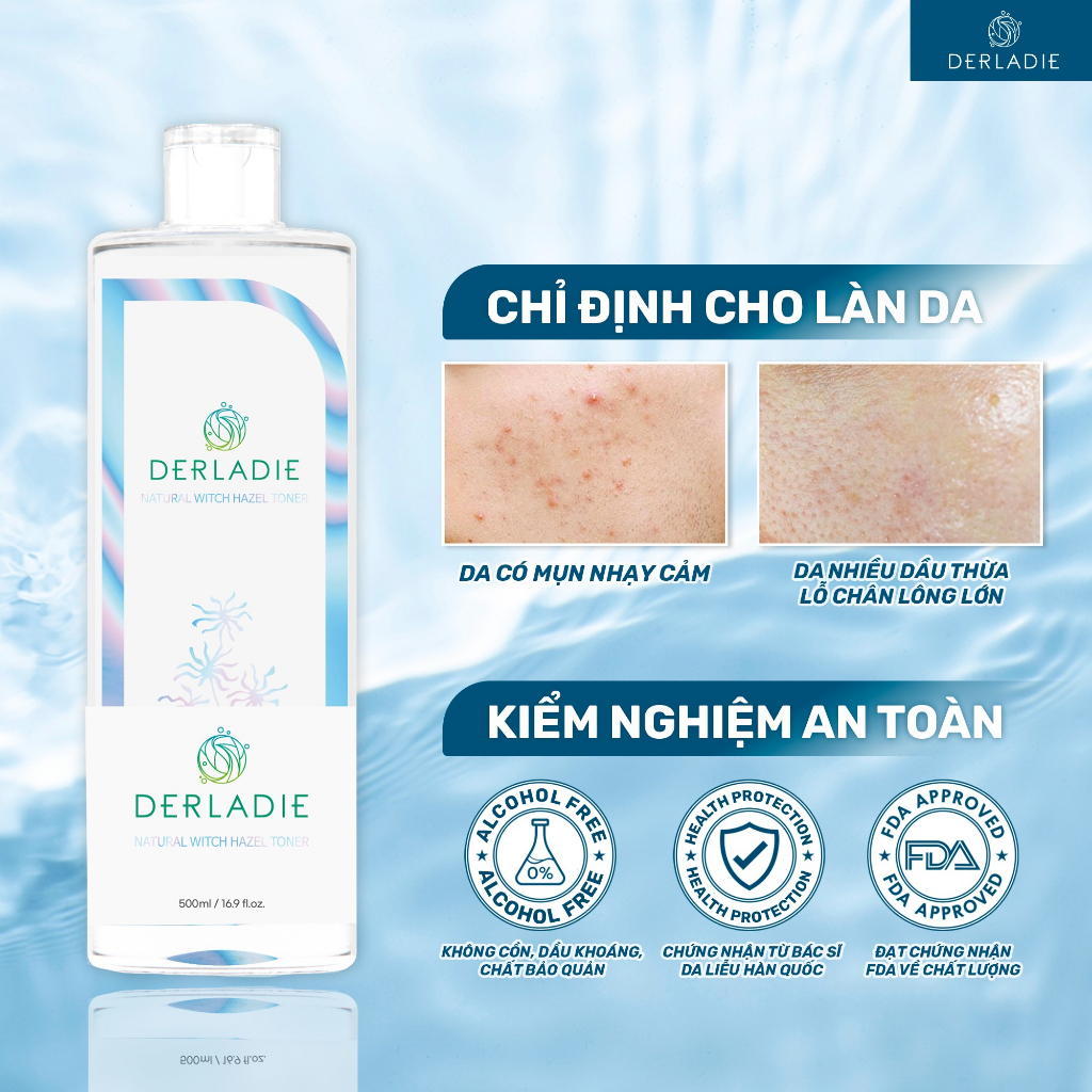 Nước Cân Bằng Da Ngừa Mụn, Kiềm Dầu Derladie Natural Moisture Toner 500 Ml