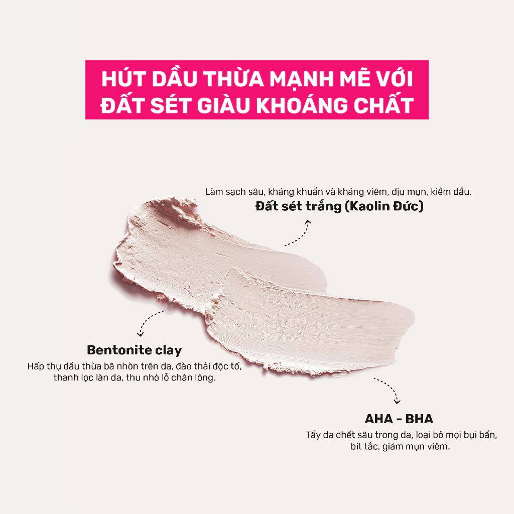 Mặt Nạ Đất Sét Hút Dầu Kiểm Soát Nhờn - Derladie Vegan Pink Clay Mask Deep Pore Tightening