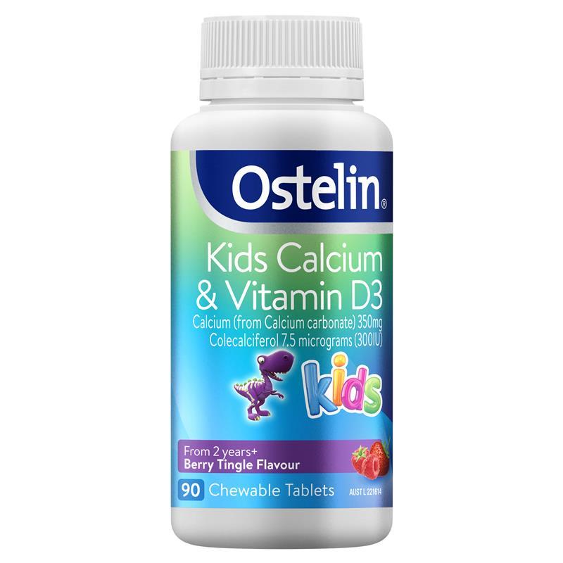 Kids Calcium & Vitamin D3 Ostelin - kẽo bổ sung Canxi D3 cho trẻ em - 90 viên (Úc)