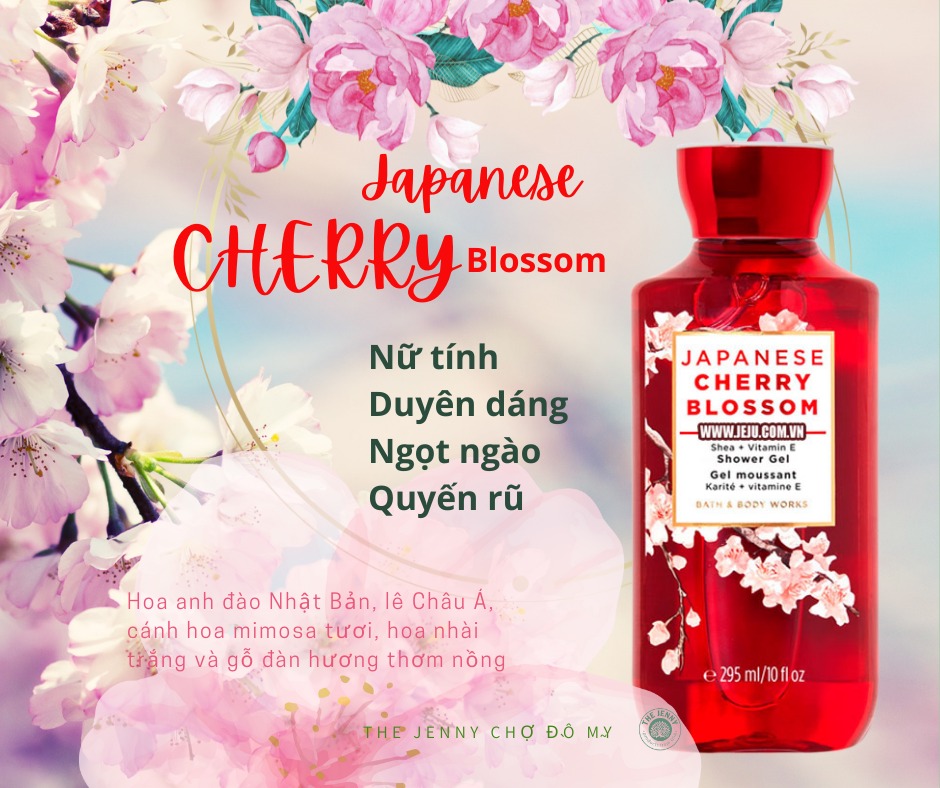 Bath&body Works bbw Japanese Cherry Blossom Body Wash - Gel tắm Bbw mùi Hoa anh đào siêu thơm, bổ sung Vitamin B5 & nha đam giúp da mềm mượt 295ml