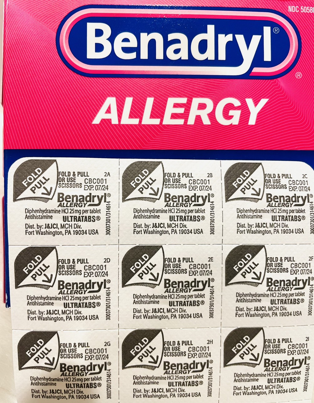 Benadryl allergy 48t ablets  - Thuốc cảm, thay đổi thời tiết, sổ mũi, nhức đầu - hộp 48 viên