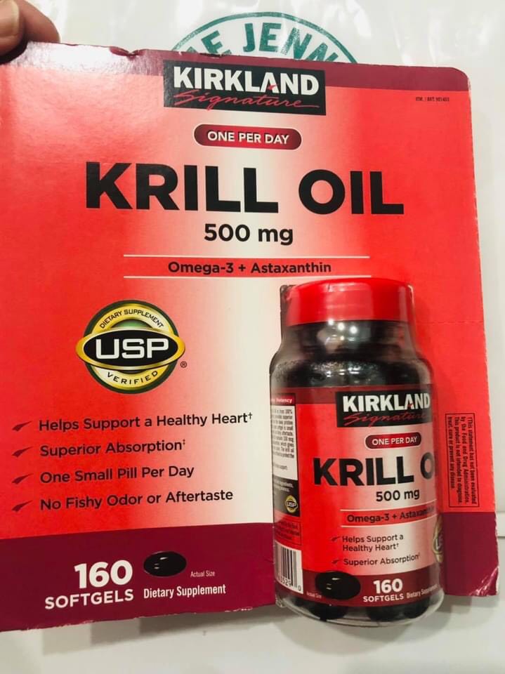 Krill Oil 500mg Omega-3 Kirkland 160 soft  - Dầu nhuyễn thể cung cấp Omega3 chất lượng cao