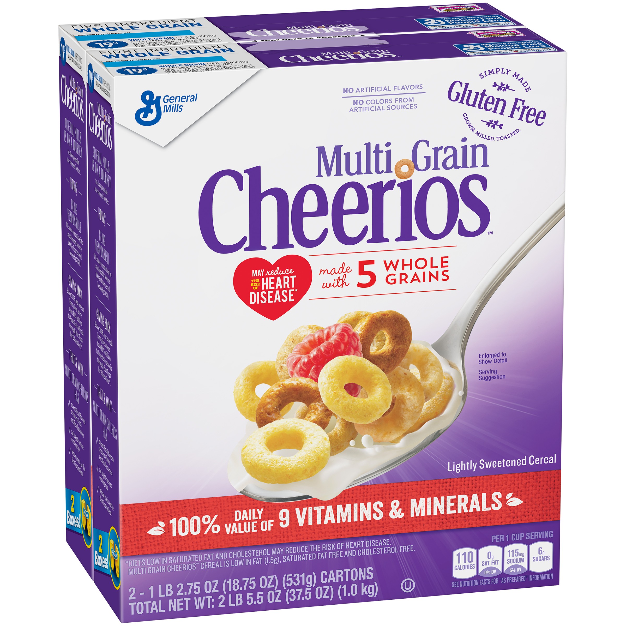 Multi Grain Cheerios - Ngũ cốc ăn sáng gồm bổ sung 9 loại vitamin và sắt