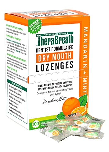 TheraBreath Dry Mounth Mandarin Mint Lozenges 100 counts - Viên ngậm giảm hôi miệng do khô miệng, hút thuốc