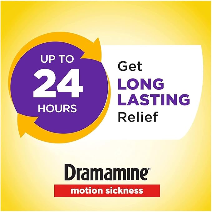 Thuốc chống say xe không buồn ngủ Người Lớn Dramamine Motion Sickness Less Drowsy 8 tablets