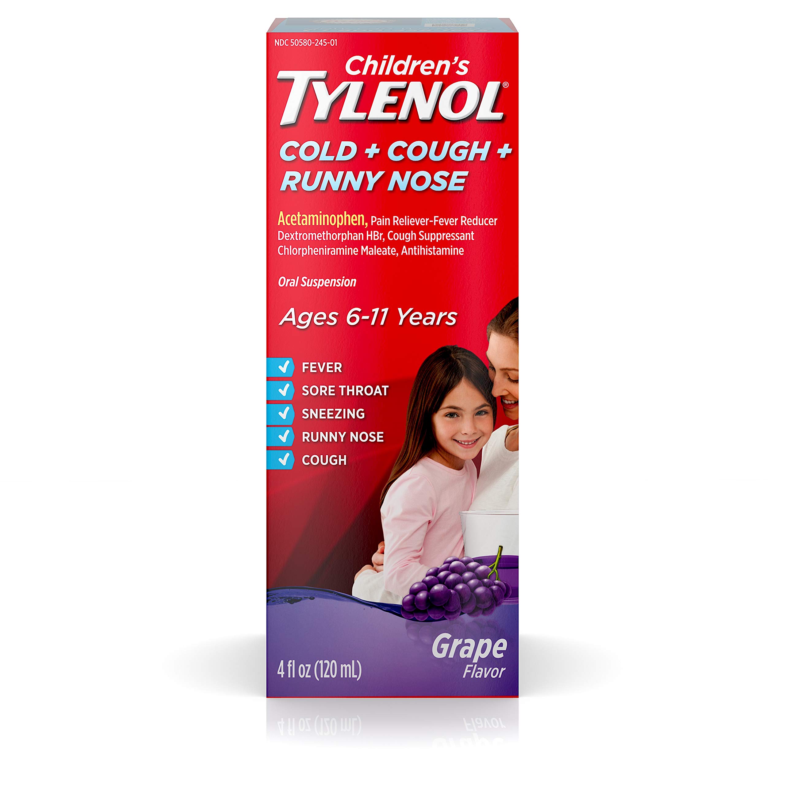 Siro Tylenol Children Cold Cough Runny Nose 120ml - Siro  trị cảm, ho, sổ mũi dành cho trẻ em 6-11 tuổi