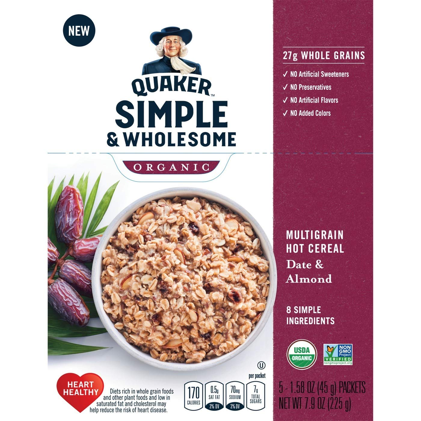 Quaker Simple Wholesome Organic 225g- Ngũ cốc ăn sáng hữu cơ