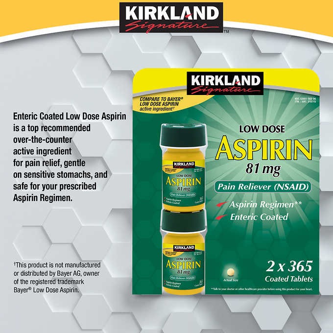 Thuốc Aspirin 81mg kirkland giảm đau chống viêm, chống đông máu, nhồi máu cơ tim