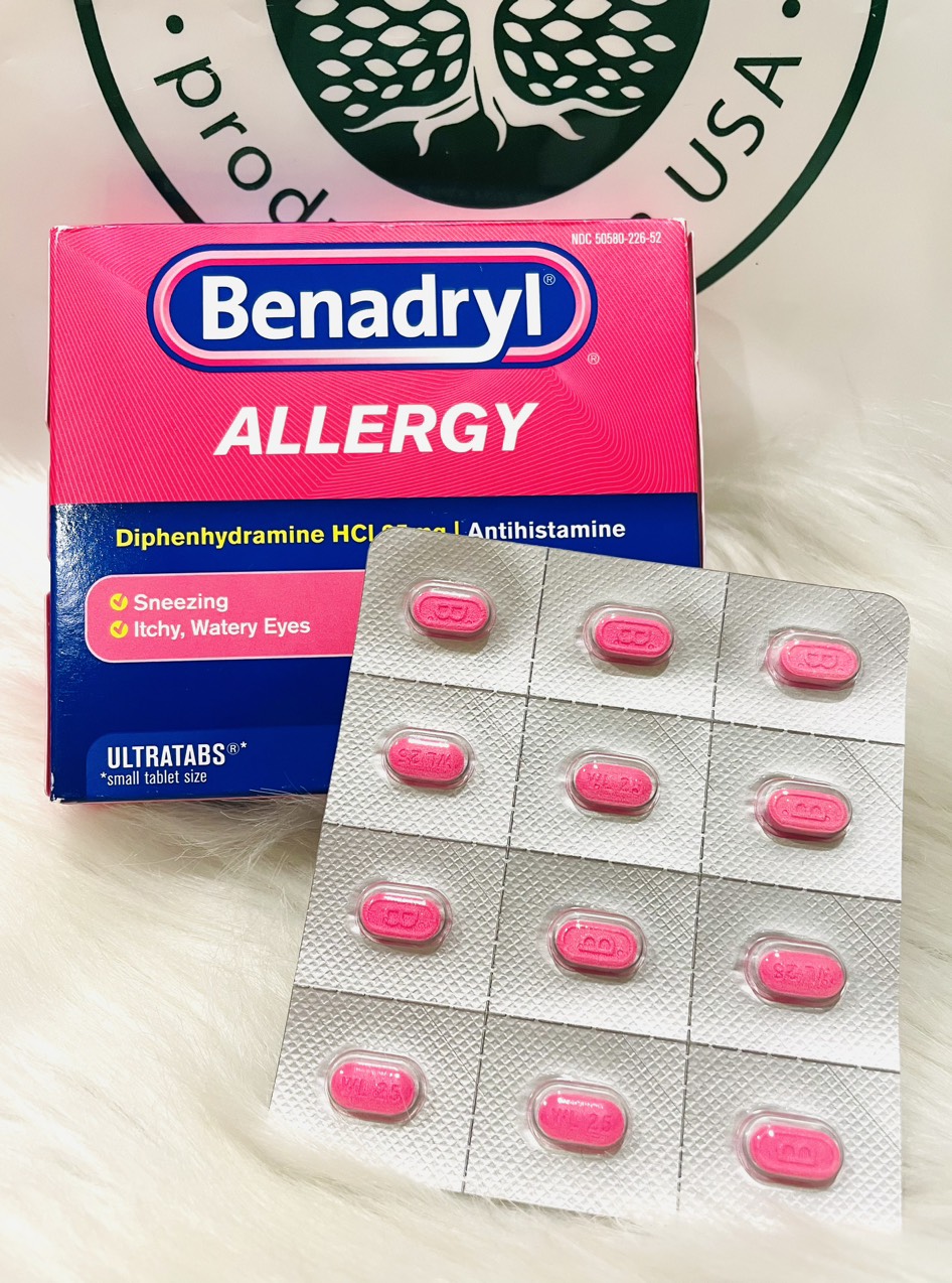 Benadryl allergy 48t ablets  - Thuốc cảm, thay đổi thời tiết, sổ mũi, nhức đầu - hộp 48 viên