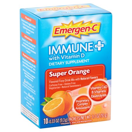 Emergen-C Immune 1000mg Vitamin C plus D, Zinc 10 bich - Bột C mùi cam uống tăng sức đề kháng