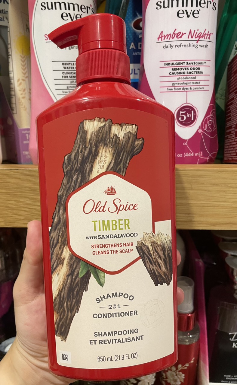 Dầu gội xả Old Spice Timber with sandalwood mềm mượt tóc, nam tính 650ml