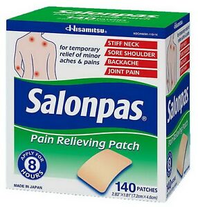 Salonpas Pain Relieving Patch hộp 140 miếng  - Miếng dán giảm đau nhức hiệu quả tới 8 tiếng (Mỹ)