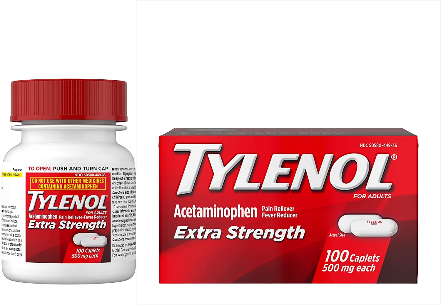 TYLENOL Extra Strength 500mg  - Giảm đau hạ sốt