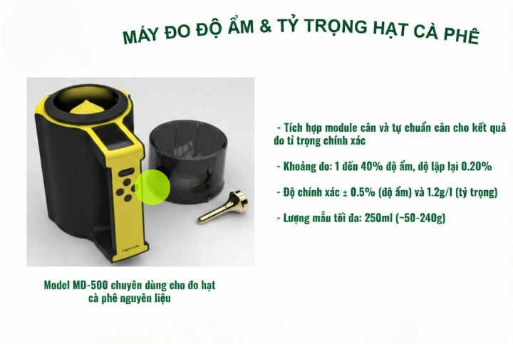 Máy đo độ ẩm và tỷ trọng hạt cà phê Lighttells MD-500 (Chuyên dụng cho cà phê nguyên liệu)