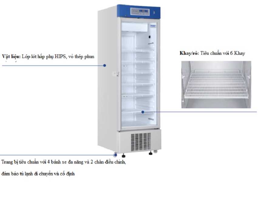 Tủ lạnh bảo quản Vacxin, dược phẩm 410 lít có cửa kính 2 lớp HAIER HYC-410
