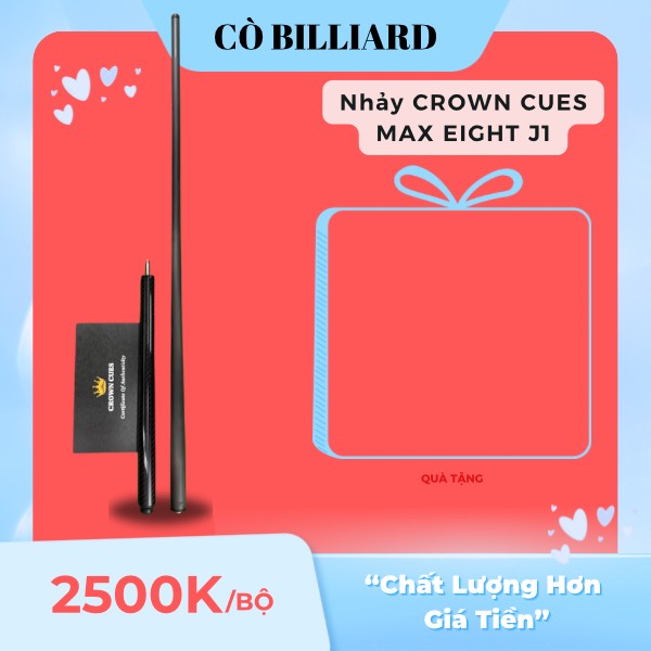 Cơ bida lỗ thuần nhảy CROWN CUES MAX EIGHT J1 ( độc quyền tại CÒ BILLIARD )