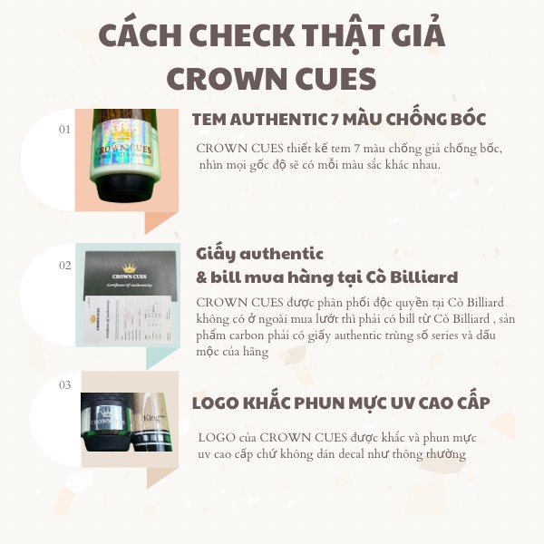 Cơ bida lỗ CROWN CUES MAX EIGHT PLUS(max8 plus)(độc quyền tại CÒ BILLIARD)