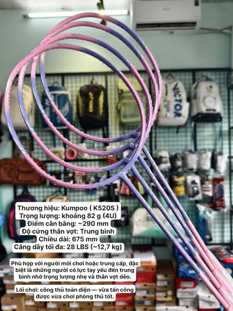 Vợt Cầu Lông Kumpoo K520 S Hồng