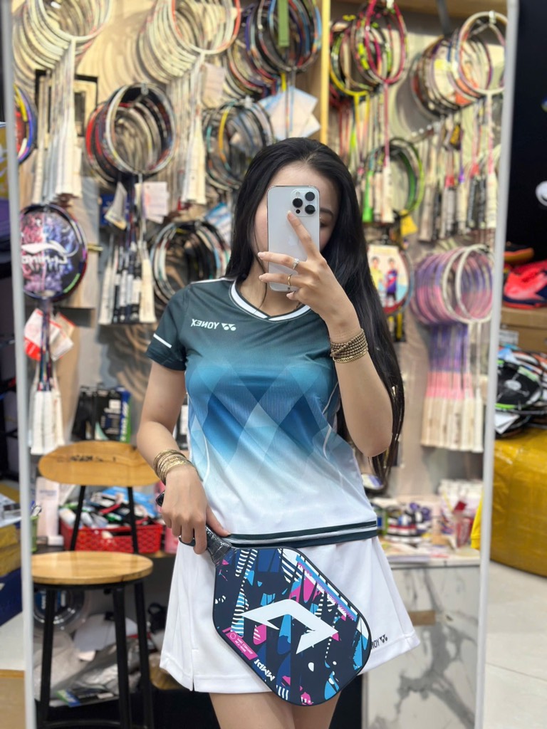 Áo cầu lông Yonex CTH18 - Xanh Trắng