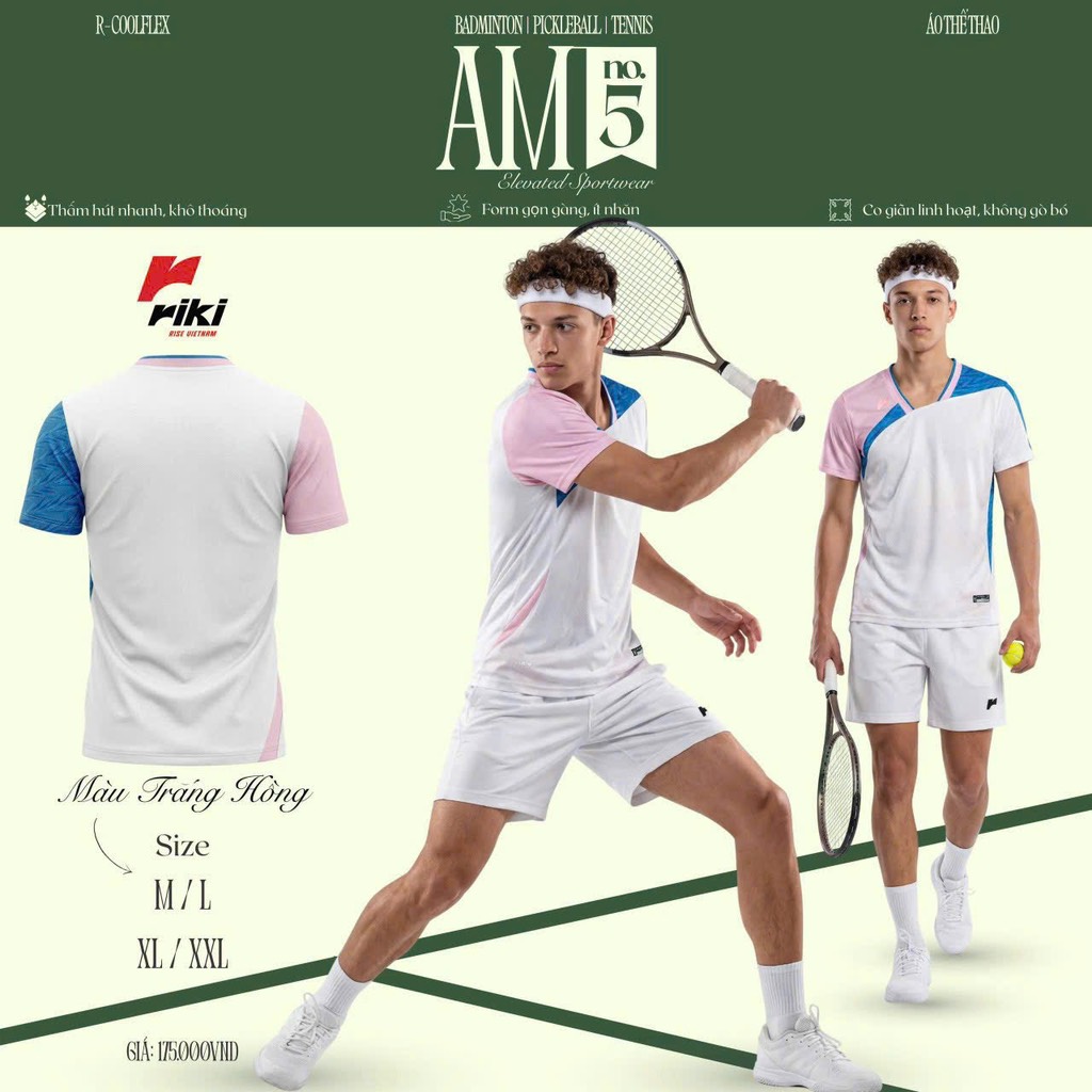 Áo Riki Star AM05 trắng hồng