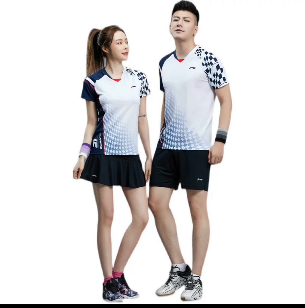 Áo cầu lông Lining VT015  - Trắng Xanh Đen