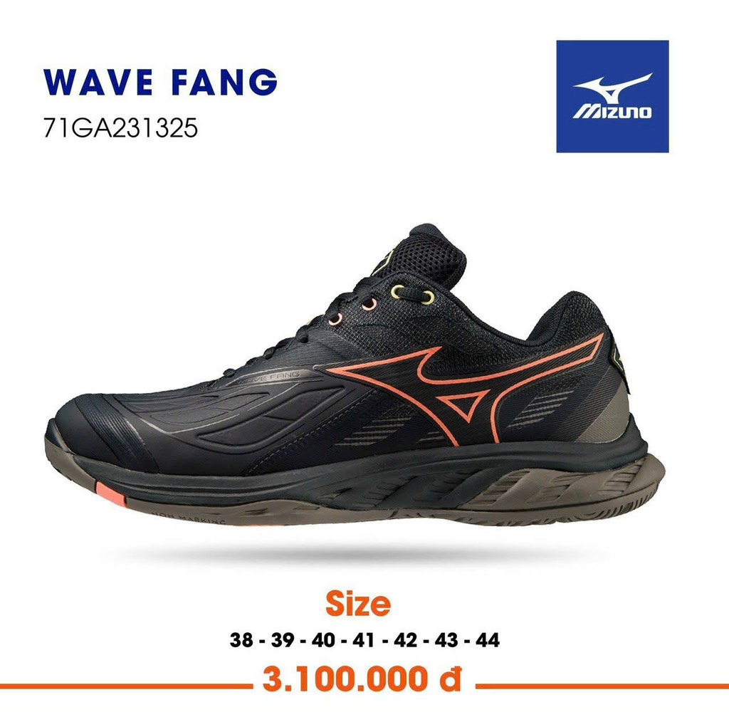 Giày Cầu Lông Mizuno Wave Fang 2- Đen Cam