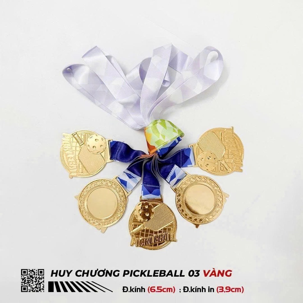 Huy chương Pickleball dây trắng